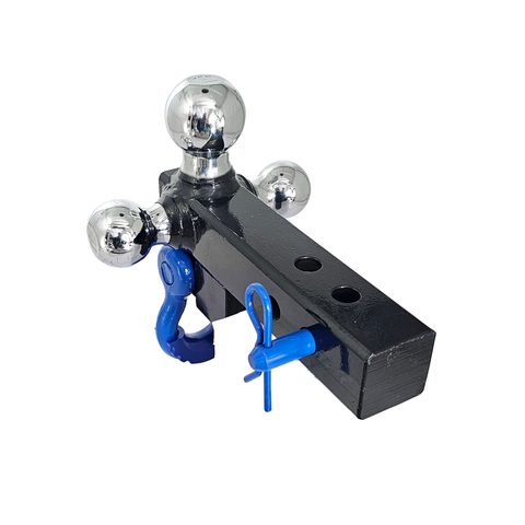 Patriot Hitches 4-Way 3-Ball Mount for 2" Hitches - The Captain - 30K - Blue Accent (Black Gloss Chrome)