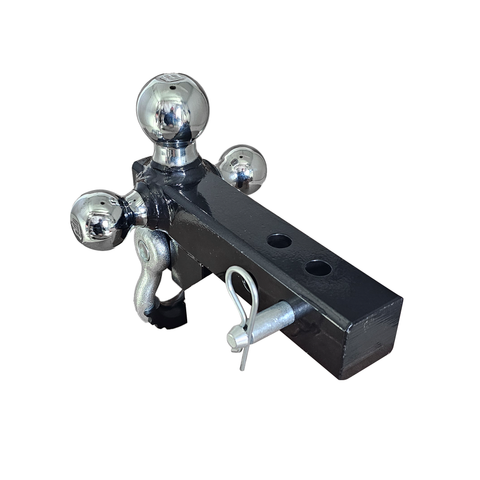 Patriot Hitches 4-Way 3-Ball Mount for 2" Hitches - The Captain - 30K - Silver Accent (Black Gloss Chrome)