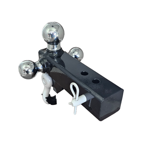 Patriot Hitches 4-Way 3-Ball Mount for 2-1/2" Hitches - The Captain - 30K - White Accent (Black Gloss - Chrome)