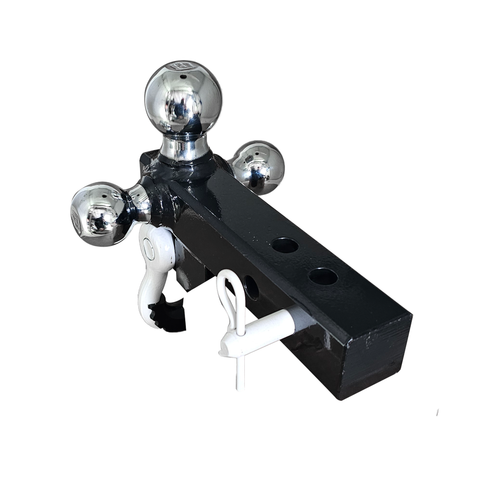 Patriot Hitches 4-Way 3-Ball Mount for 2" Hitches - The Captain - 30K - White Accent (Black Gloss Chrome)