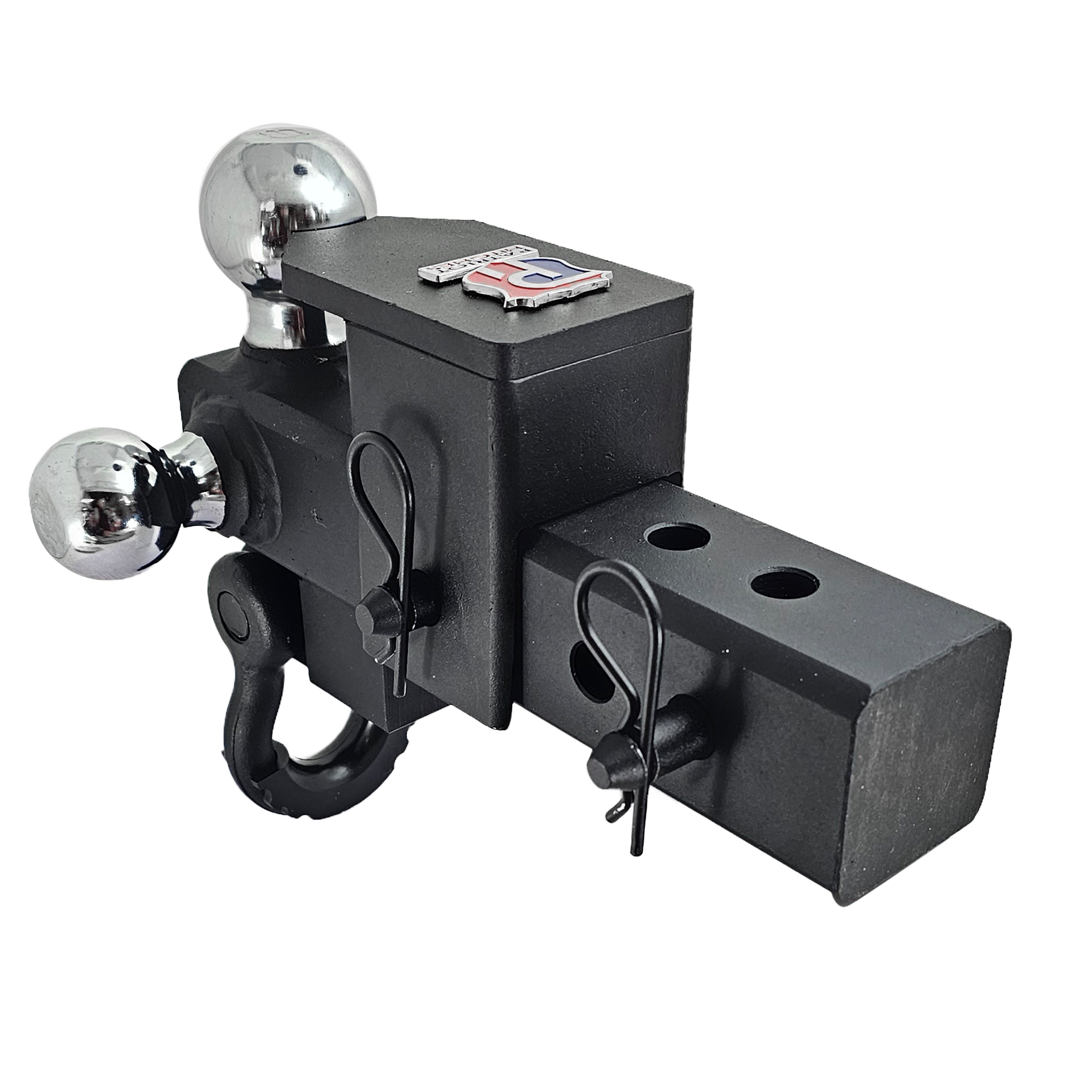 The Captain 5 in 1 - 5-Way 3-Ball Mount for 2-1/2" Hitches - 30K – Black Texture Accent (Texture Chrome)