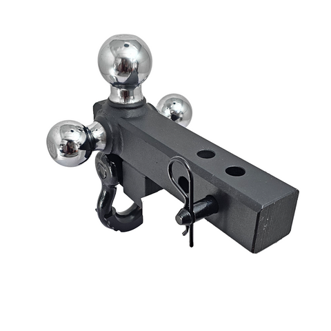 Patriot Hitches 4-Way 3-Ball Mount for 2" Hitches - The Captain - 30K - Black Gloss Accent (Texture Chrome)