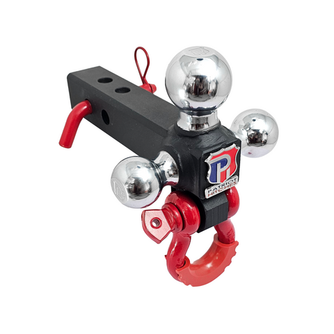 Patriot Hitches 4-Way 3-Ball Mount for 2" Hitches - The Captain - 30K - Red Accent (Texture Chrome)