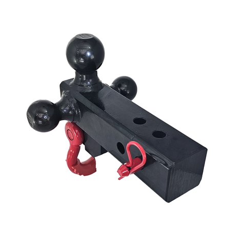 Patriot Hitches 4-Way 3-Ball Mount for 2-1/2" Hitches - The Captain - 30K - Red Accent (Black Gloss)