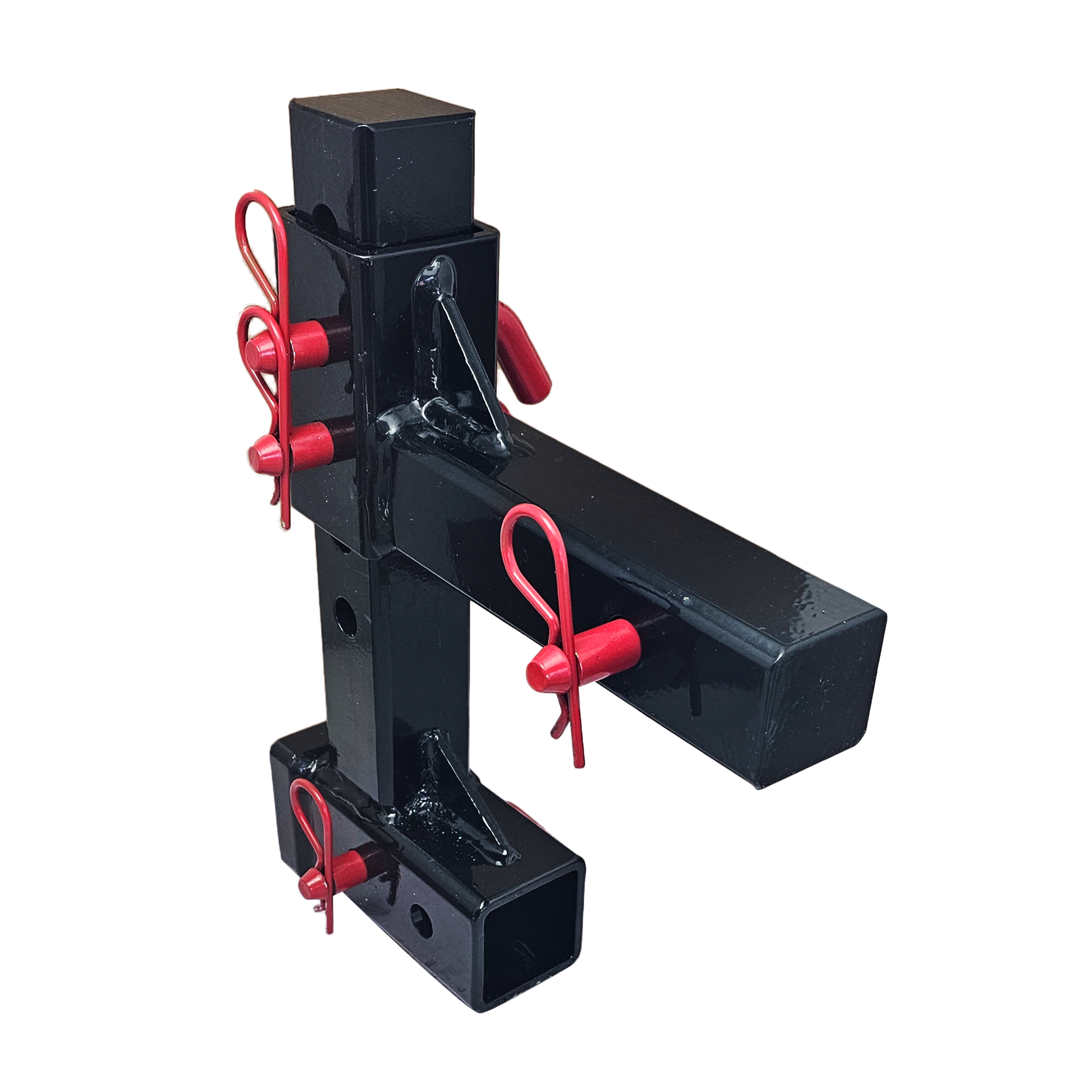 The General Heavy Duty - 2" Adjustable Drop Hitch Adapter - 11" Rise/Drop - 10K - Red Accent (Black Gloss)