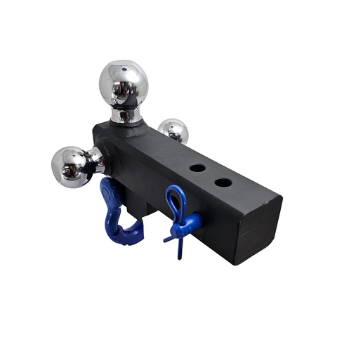 Patriot Hitches 4-Way 3-Ball Mount for 2-1/2" Hitches - The Captain - 30K - Blue Accent (Texture Chrome)