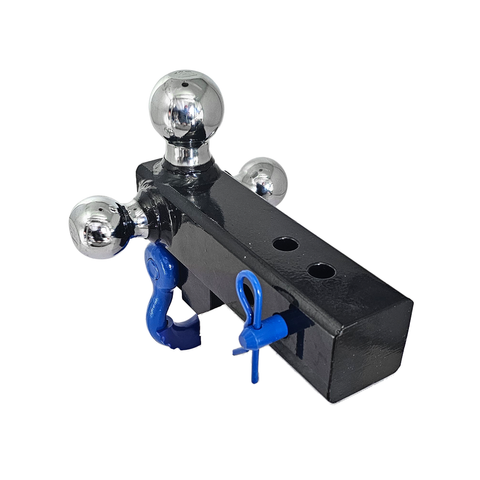 Patriot Hitches 4-Way 3-Ball Mount for 2-1/2" Hitches - The Captain - 30K - Blue Accent (Black Gloss - Chrome)