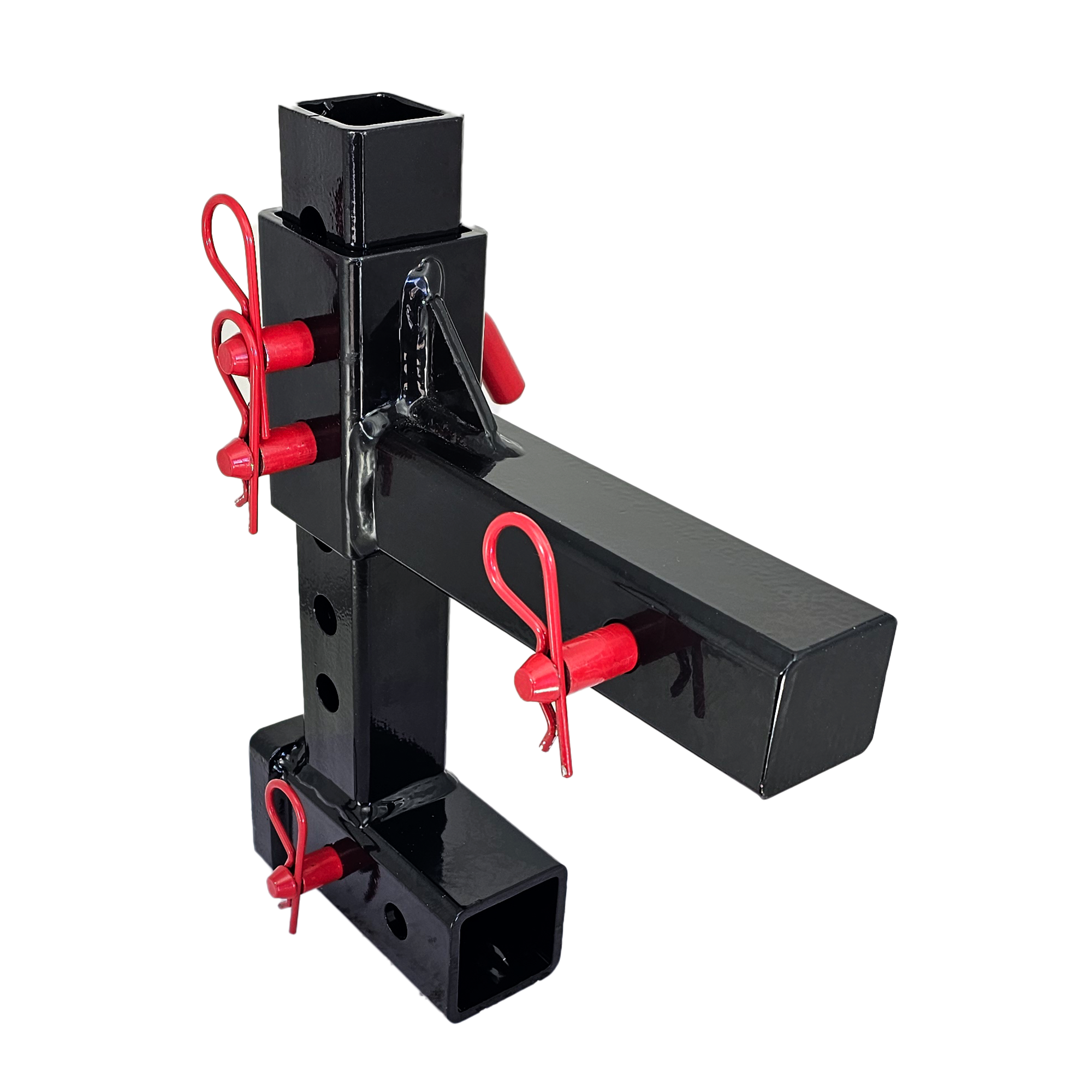 The General Normal Duty - 2" Adjustable Drop Hitch Adapter - 11" Rise/Drop - 7K - Red Accent (Black Gloss)