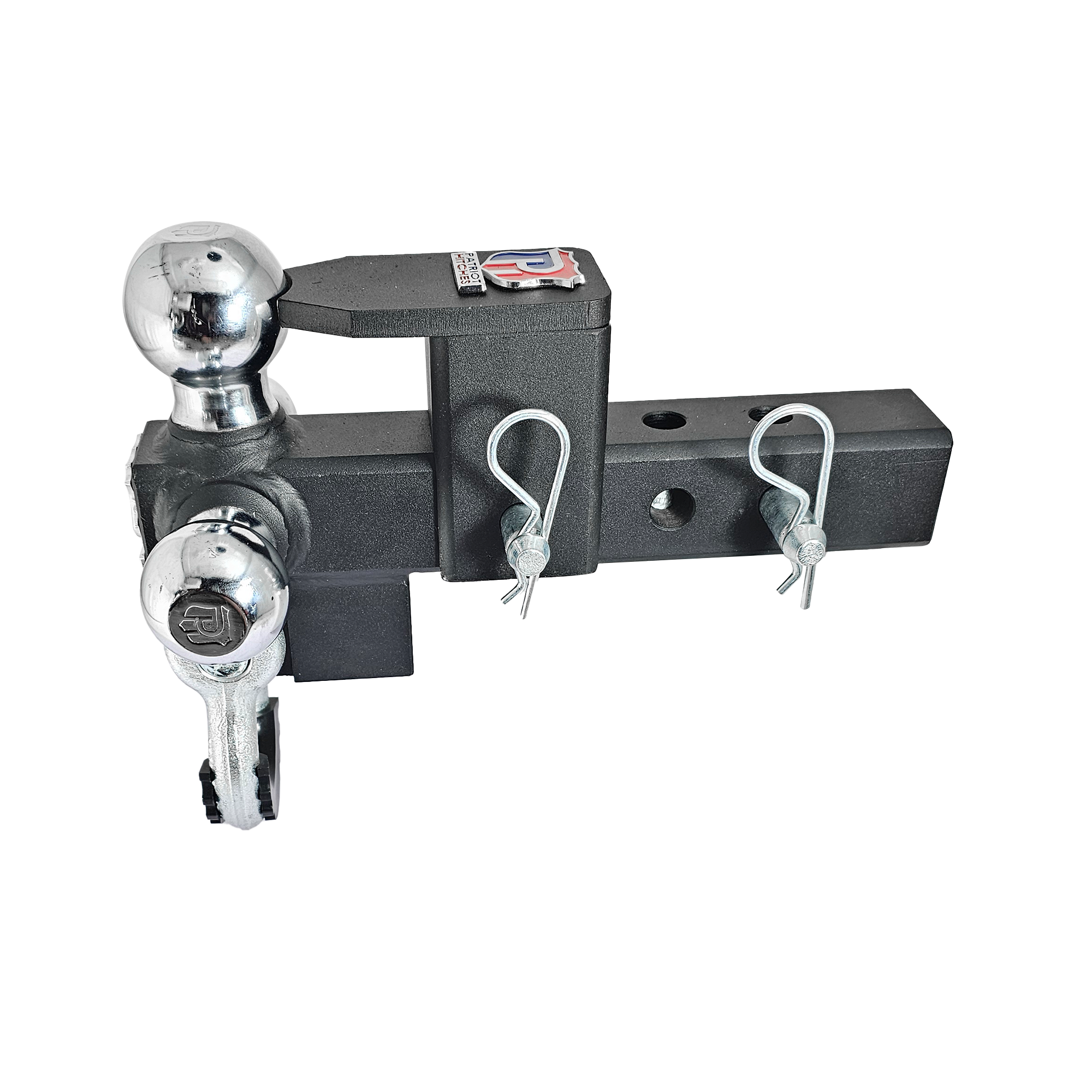 The Captain 5 in 1 - 5-Way 3-Ball Mount for 2" Hitches - 30K – Silver Accent (Texture Chrome)