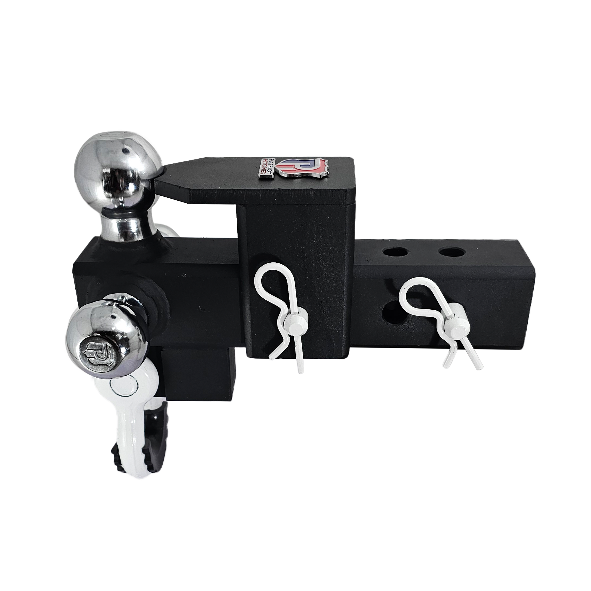 The Captain 5 in 1 - 5-Way 3-Ball Mount for 2-1/2" Hitches - 30K – White Accent (Texture Chrome)