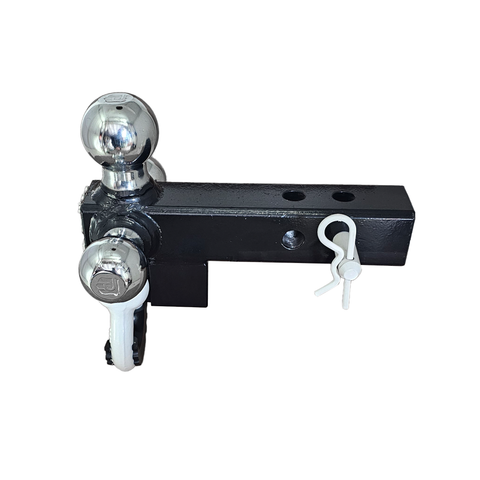 Patriot Hitches 4-Way 3-Ball Mount for 2" Hitches - The Captain - 30K - White Accent (Black Gloss Chrome)