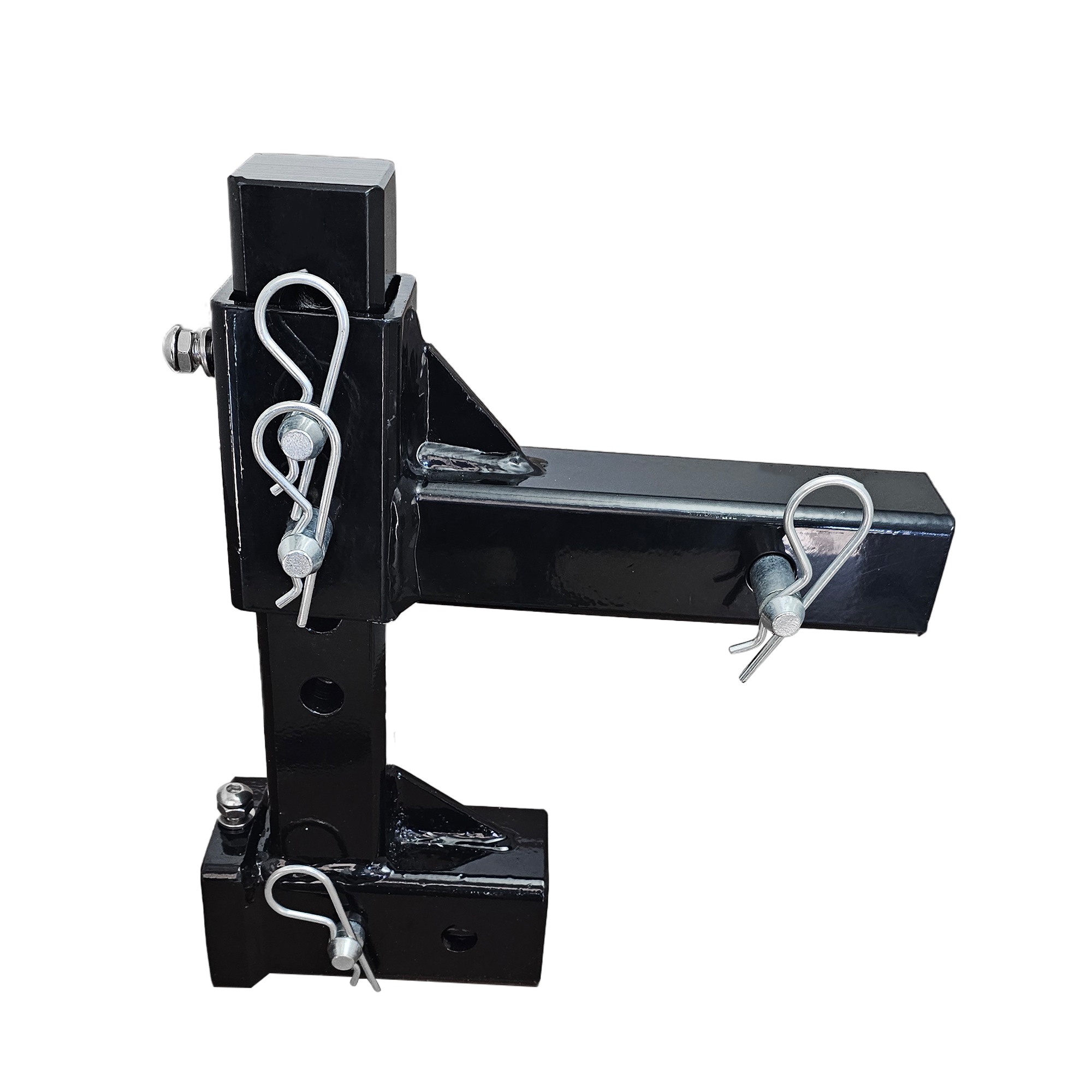 The General Heavy Duty - 2" Adjustable Drop Hitch Adapter - 11" Rise/Drop - 10K - Silver Accent (Black Gloss)