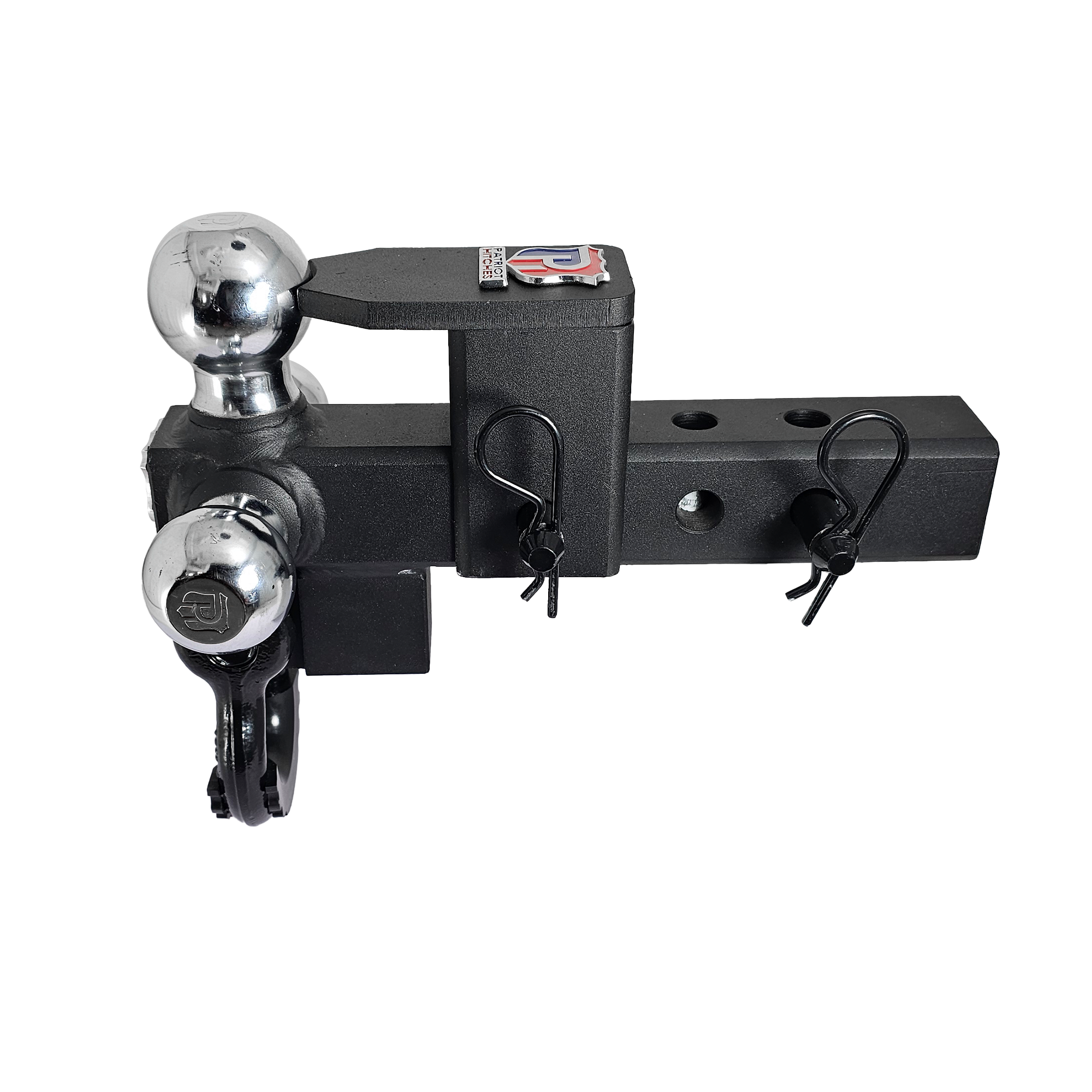 The Captain 5 in 1 - 5-Way 3-Ball Mount for 2" Hitches - 30K – Black Gloss Accent (Texture Chrome)