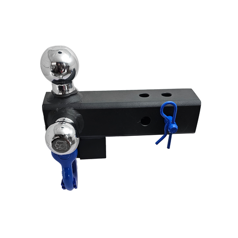 Patriot Hitches 4-Way 3-Ball Mount for 2-1/2" Hitches - The Captain - 30K - Blue Accent (Texture Chrome)