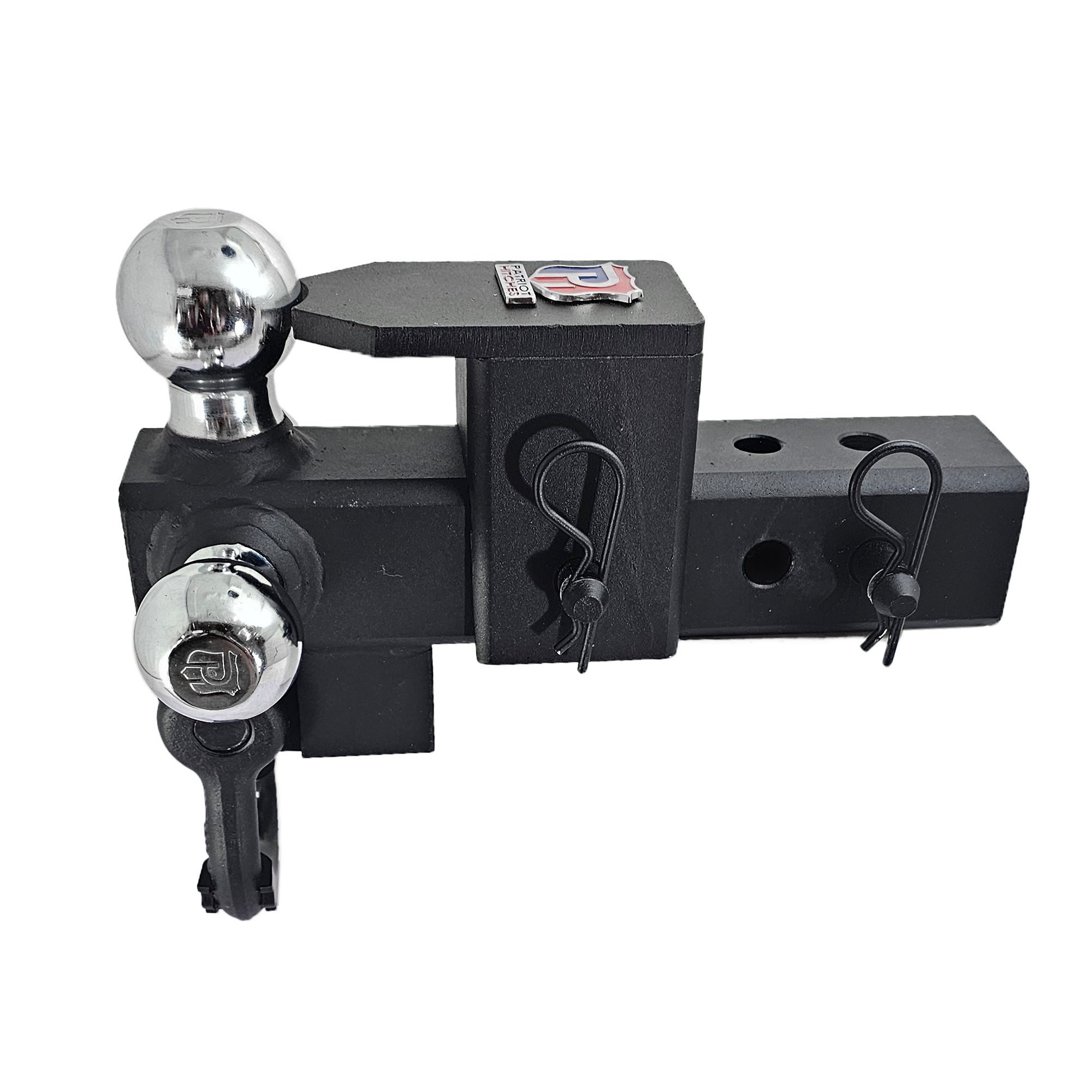 The Captain 5 in 1 - 5-Way 3-Ball Mount for 2-1/2" Hitches - 30K – Black Texture Accent (Texture Chrome)