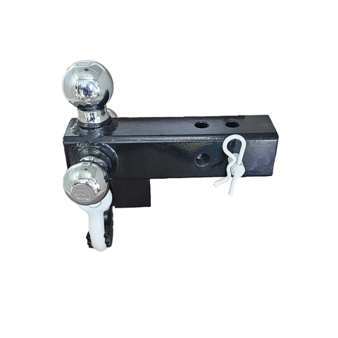 Patriot Hitches 4-Way 3-Ball Mount for 2-1/2" Hitches - The Captain - 30K - White Accent (Black Gloss - Chrome)