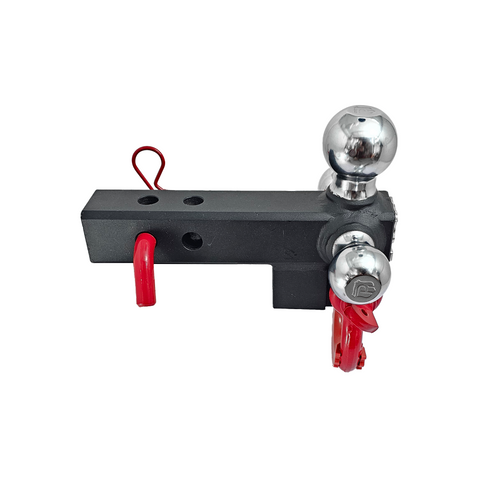 Patriot Hitches 4-Way 3-Ball Mount for 2" Hitches - The Captain - 30K - Red Accent (Texture Chrome)