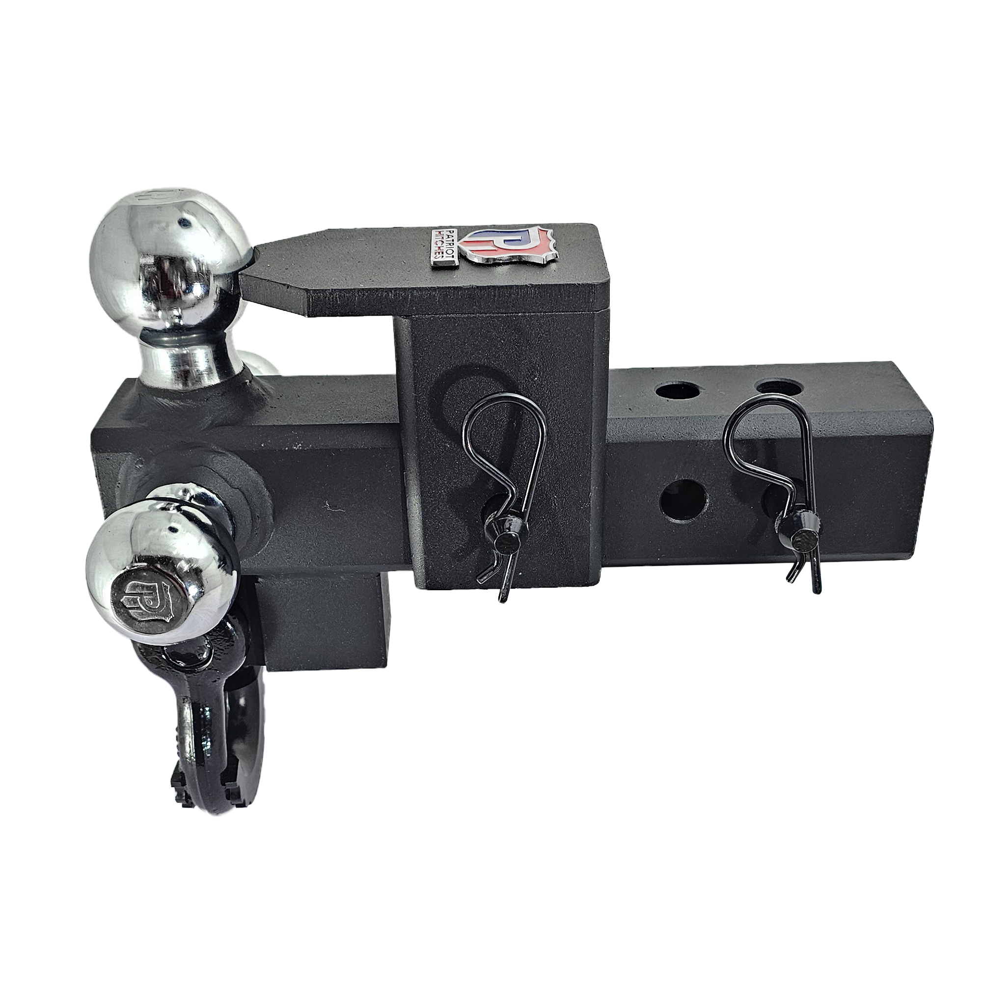 The Captain 5 in 1 - 5-Way 3-Ball Mount for 2-1/2" Hitches - 30K – Black Gloss Accent (Texture Chrome)