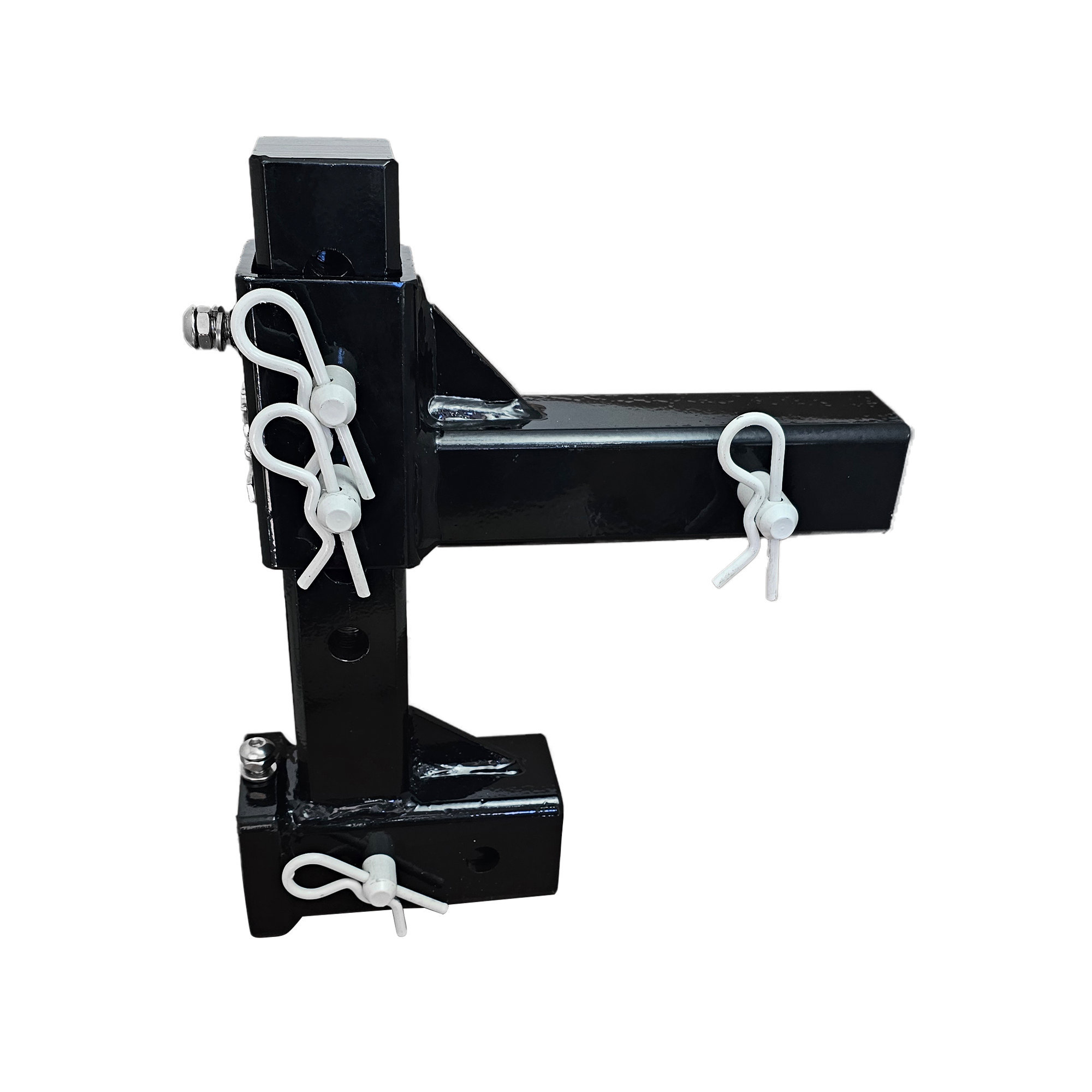 The General Heavy Duty - 2" Adjustable Drop Hitch Adapter - 11" Rise/Drop - 10K - White Accent (Black Gloss)