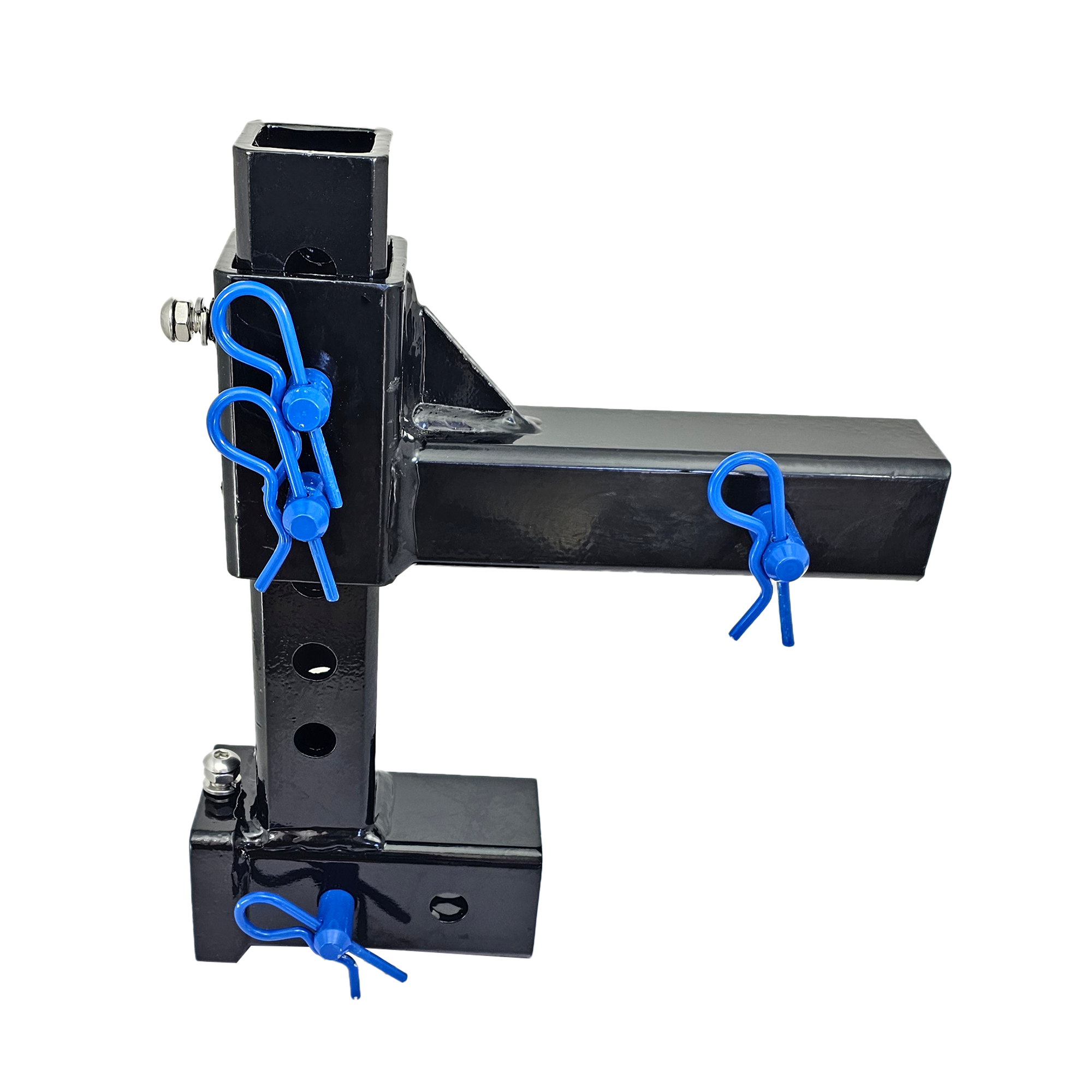 The General Normal Duty - 2" Adjustable Drop Hitch Adapter - 11" Rise/Drop - 7K - Blue Accent (Black Gloss)