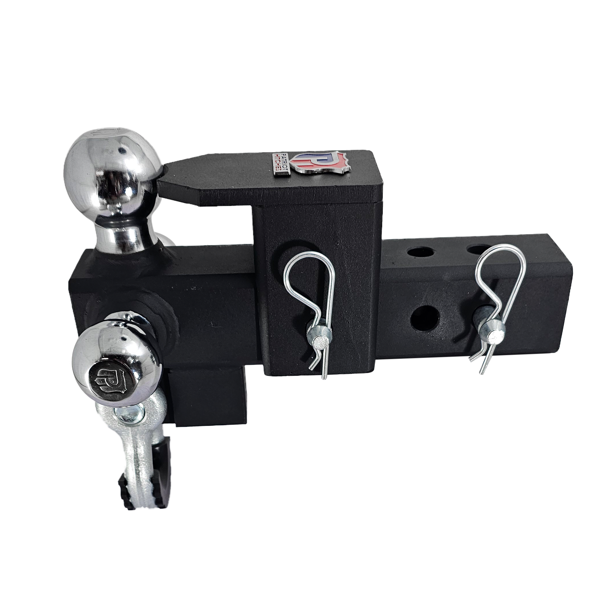 The Captain 5 in 1 - 5-Way 3-Ball Mount for 2-1/2" Hitches - 30K – Silver Accent (Texture Chrome)