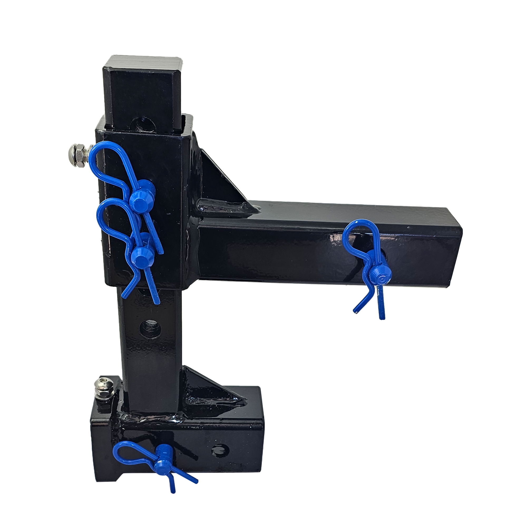 The General Heavy Duty - 2" Adjustable Drop Hitch Adapter - 11" Rise/Drop - 10K - Blue Accent (Black Gloss)