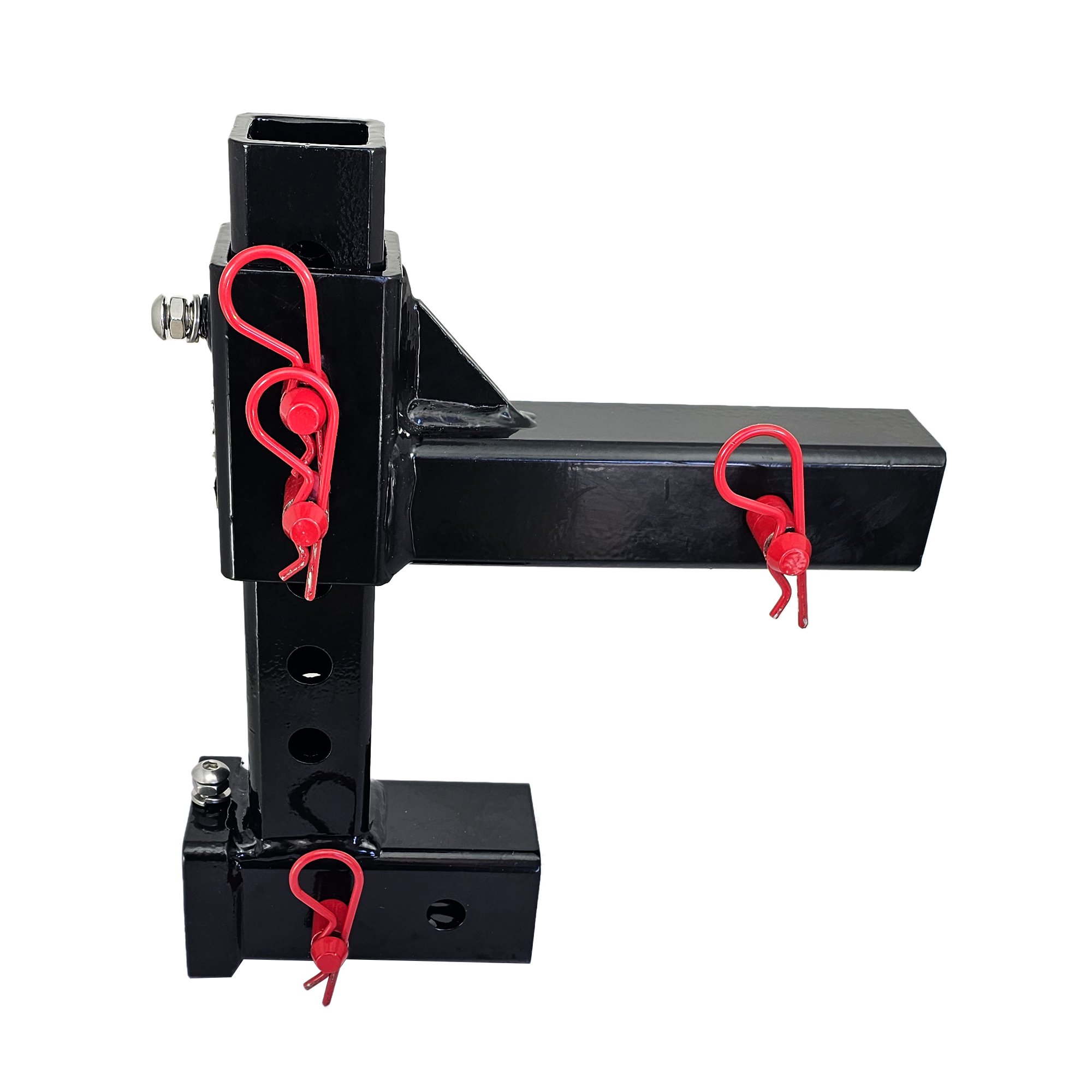 The General Normal Duty - 2" Adjustable Drop Hitch Adapter - 11" Rise/Drop - 7K - Red Accent (Black Gloss)