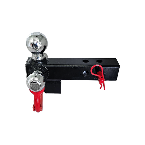 Patriot Hitches 4-Way 3-Ball Mount for 2" Hitches - The Captain - 30K - Red Accent (Black Gloss Chrome)