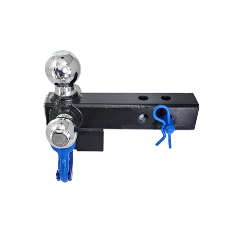 Patriot Hitches 4-Way 3-Ball Mount for 2" Hitches - The Captain - 30K - Blue Accent (Black Gloss Chrome)