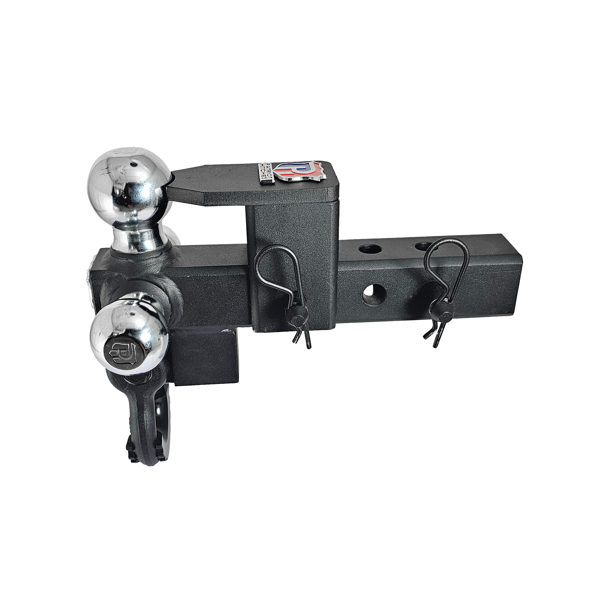 The Captain 5 in 1 - 5-Way 3-Ball Mount for 2" Hitches - 30K – Black Texture Accent (Texture Chrome)