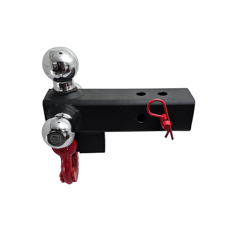 Patriot Hitches 4-Way 3-Ball Mount for 2-1/2" Hitches - The Captain - 30K - Red Accent (Texture Chrome)