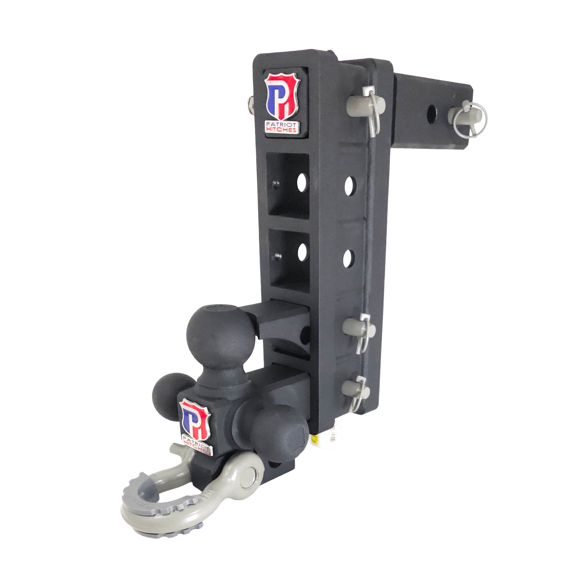 The Patriot - 10-Way+ 3-Ball Mount w/ Adjustable Stacked Receivers – 2-1/2" Hitch – 30K – Ceramic Gray Accent
