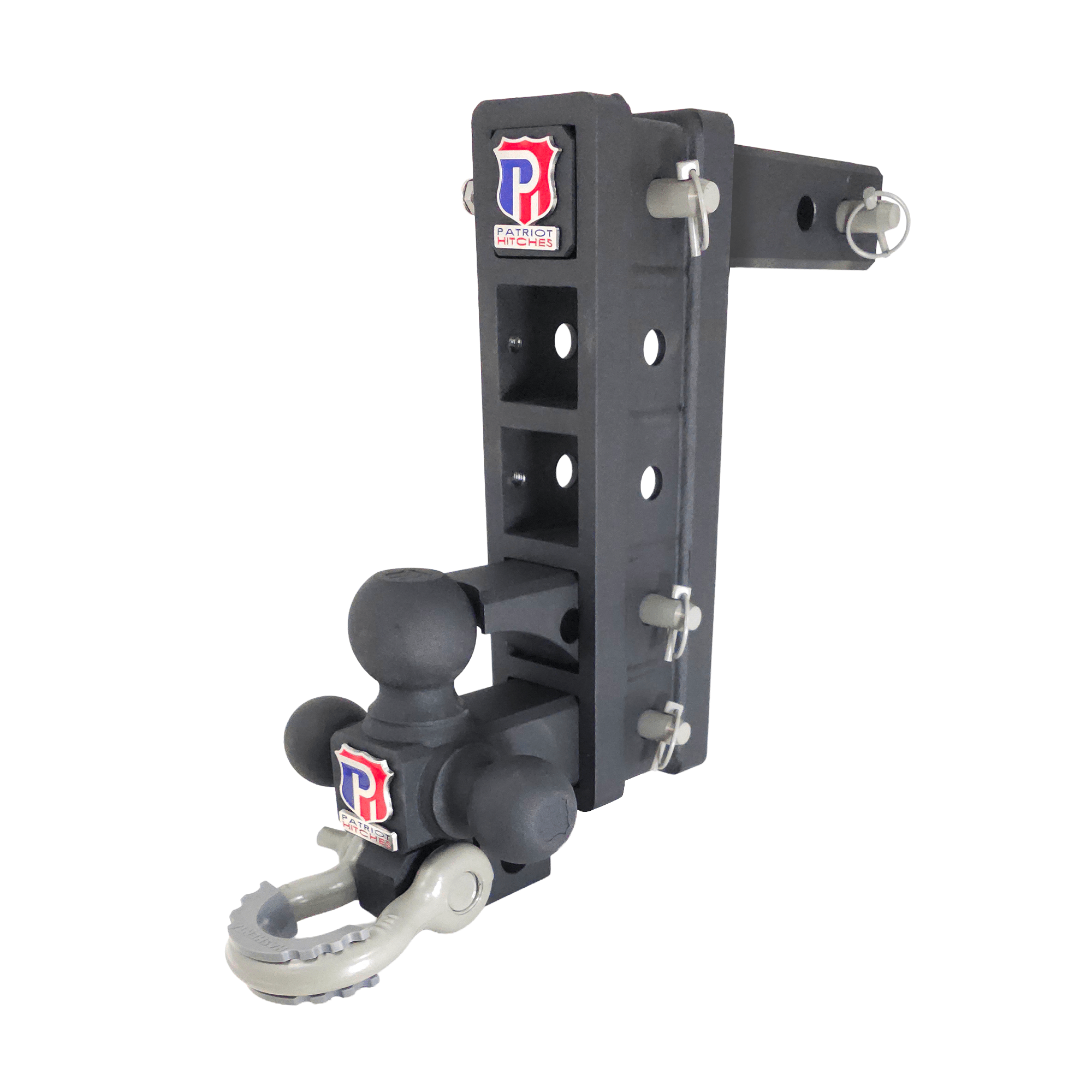 The Patriot - 10-Way+ 3-Ball Mount w/ Adjustable Stacked Receivers - 2" Hitch – 30K – Ceramic Gray Accent