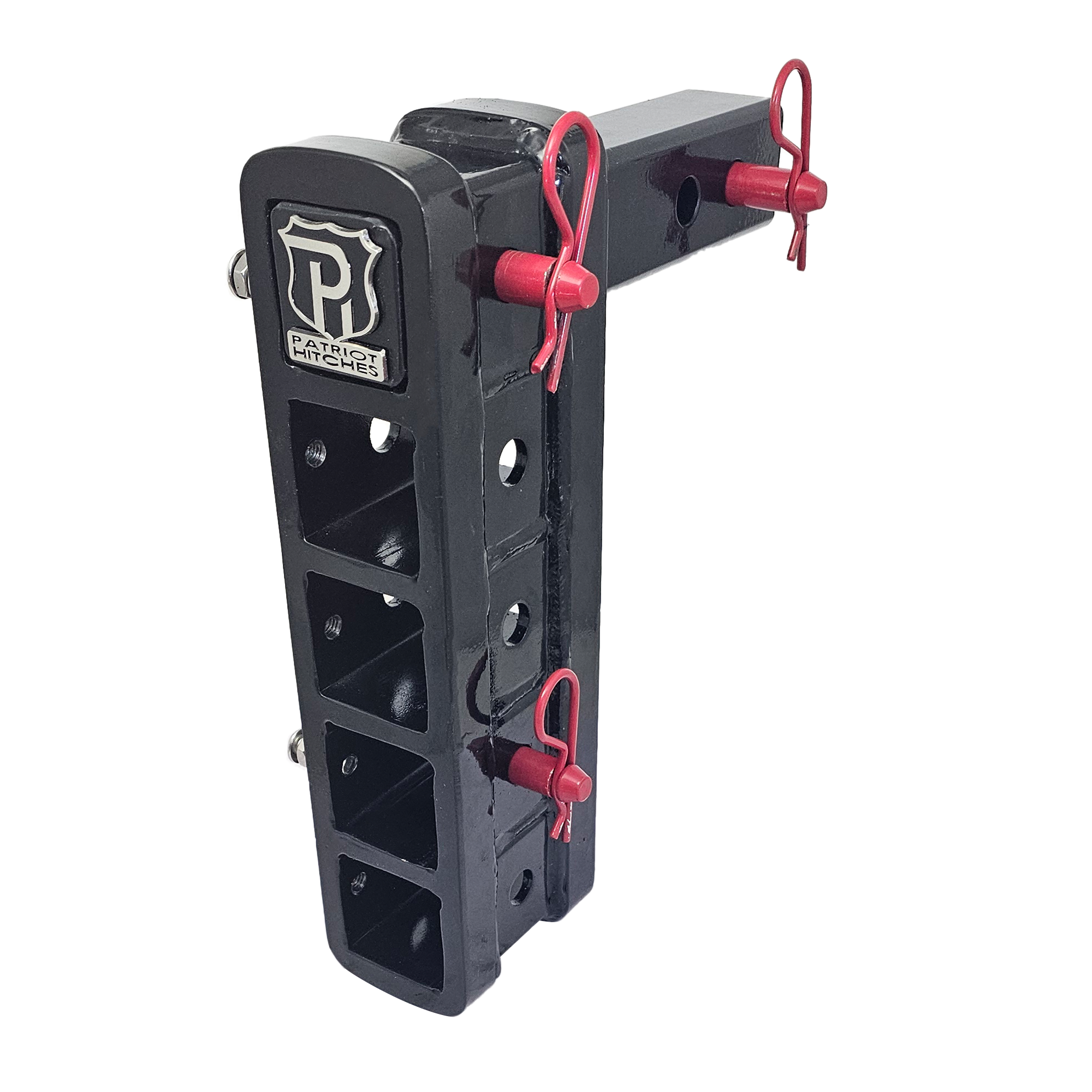 The Major - Patriot Hitches Adjustable Drop/Rise Hitch Stacked Receivers for 2" Hitches - 10" Drop/Rise – 30k - Red Accent (Black Gloss)