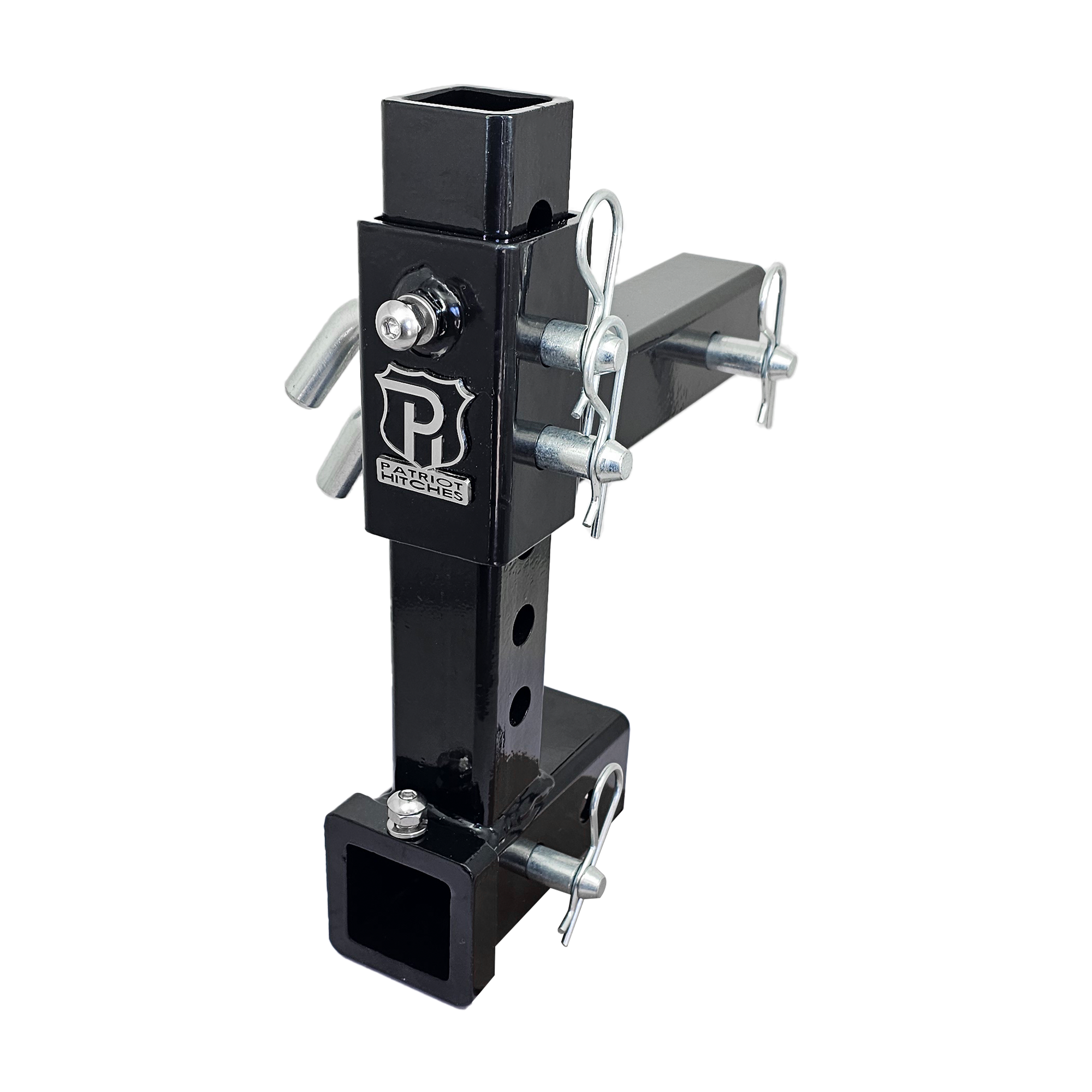 The General Normal Duty - 2" Adjustable Drop Hitch Adapter - 11" Rise/Drop - 7K - Silver Accent (Black Gloss)
