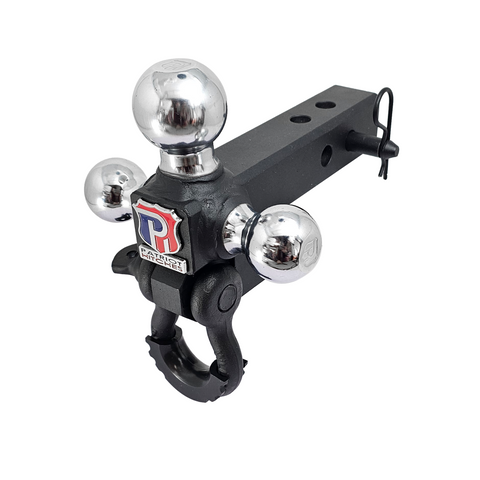 Patriot Hitches 4-Way 3-Ball Mount for 2" Hitches - The Captain - 30K - Black Texture Accent (Texture Chrome)