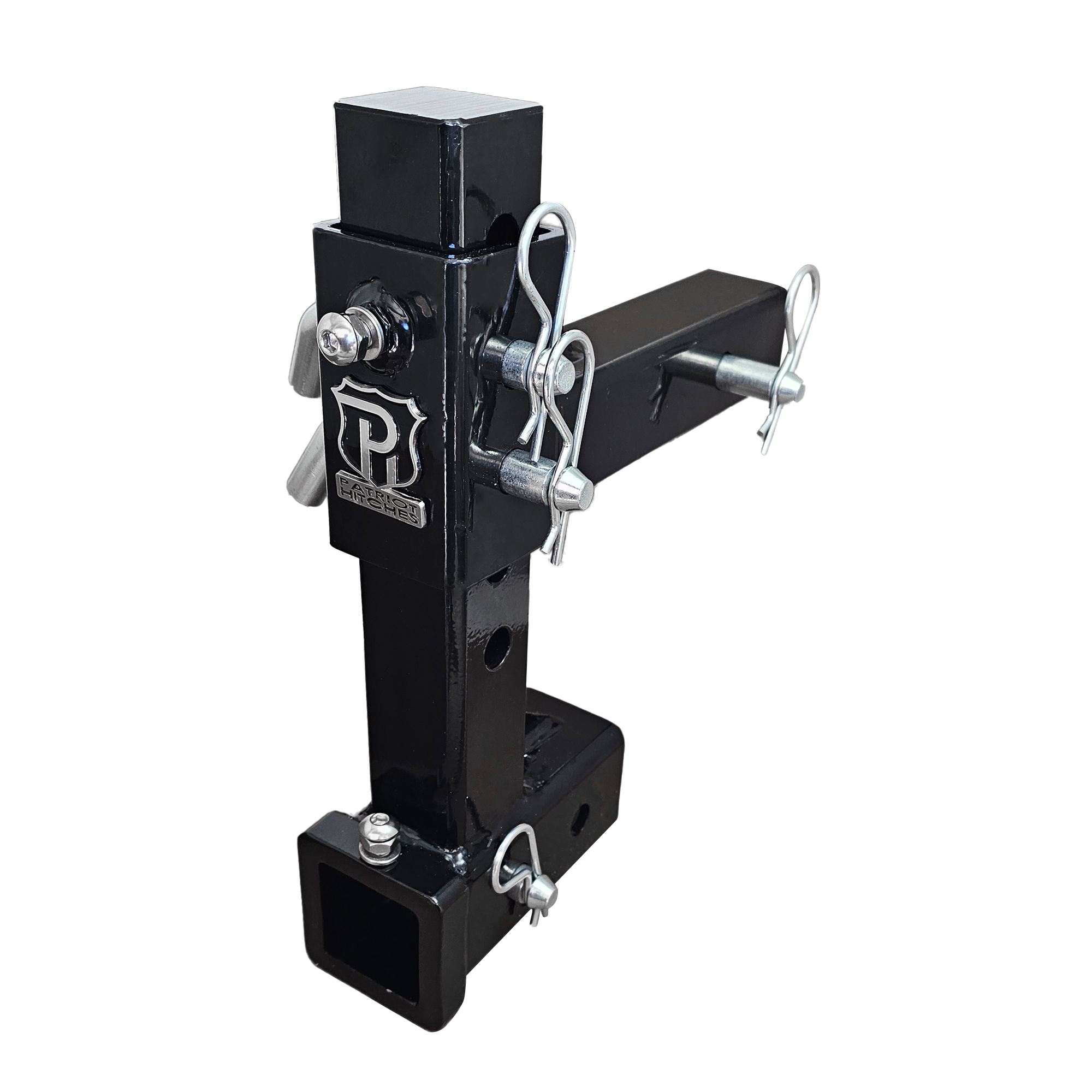 The General Heavy Duty - 2" Adjustable Drop Hitch Adapter - 11" Rise/Drop - 10K - Silver Accent (Black Gloss)