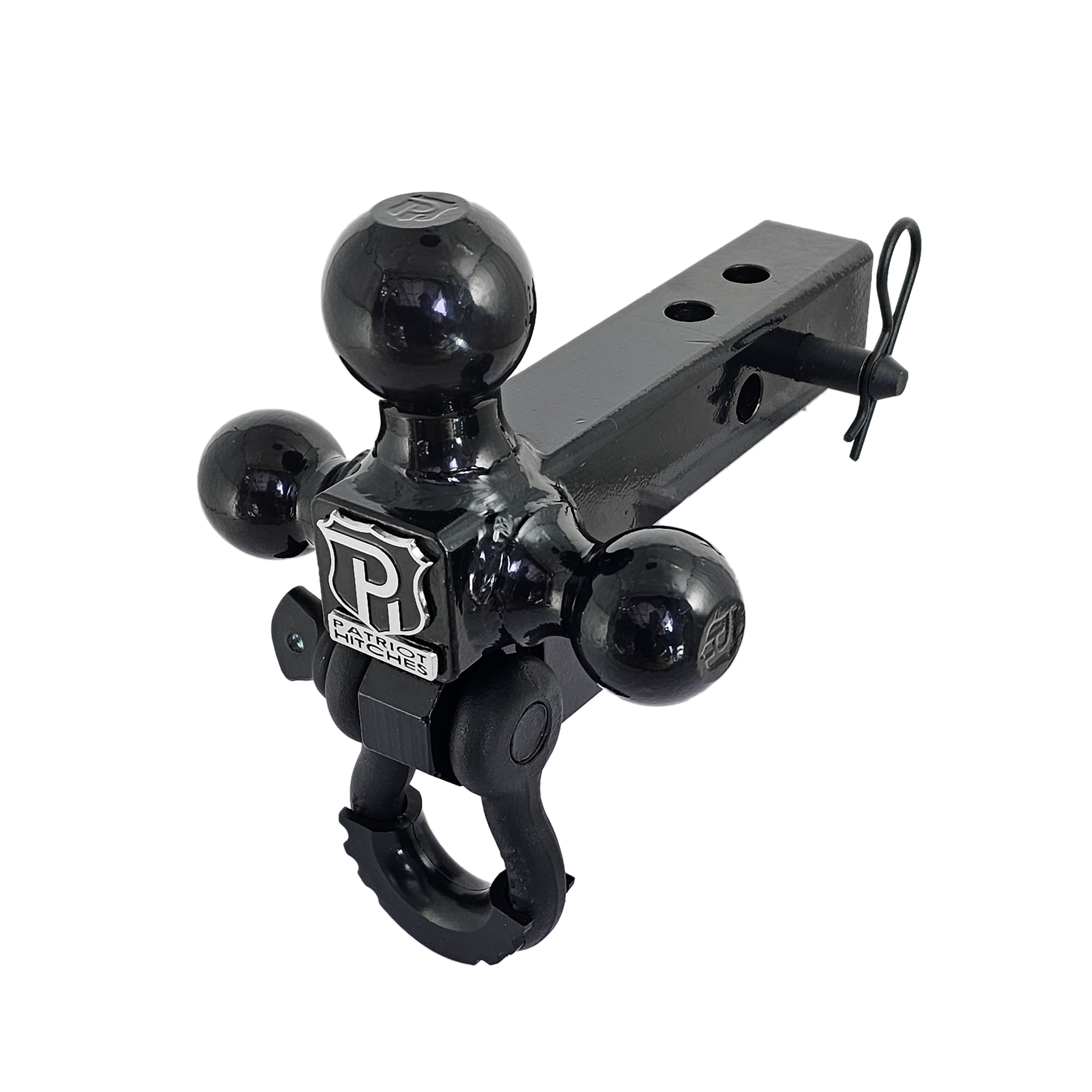 The Captain 4 in 1 - 4-Way 3-Ball Mount for 2" Hitches - 22K - Black Texture Accent (Black Gloss)