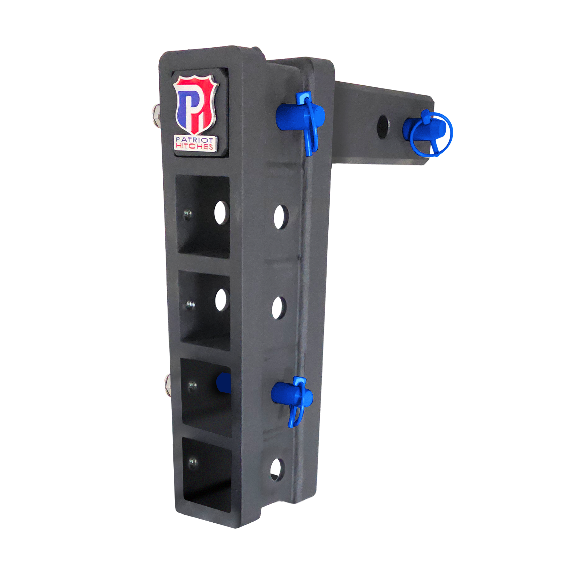 The Major - Patriot Hitches Adjustable Drop/Rise Hitch Stacked Receivers for 2" Hitches - 10" Drop/Rise – 30K - Blue Accent