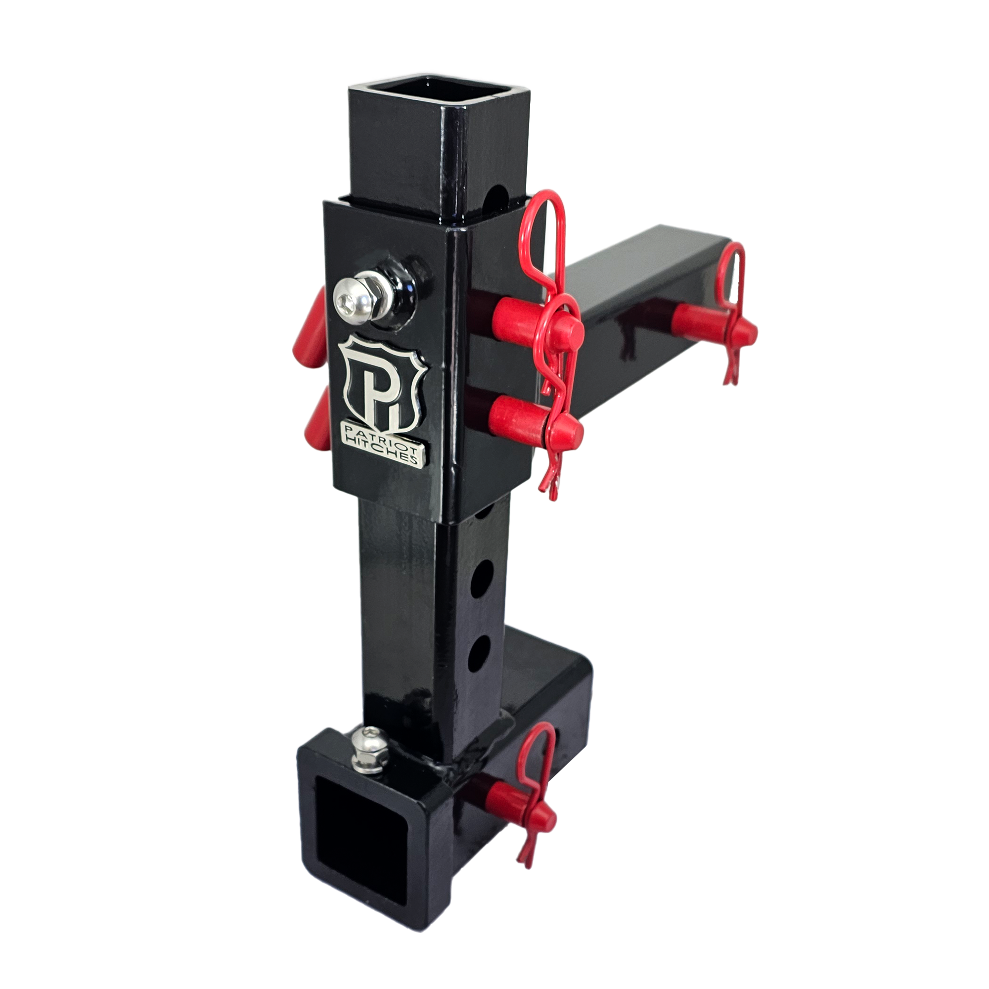 The General Normal Duty - 2" Adjustable Drop Hitch Adapter - 11" Rise/Drop - 7K - Red Accent (Black Gloss)