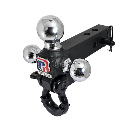 Patriot Hitches 4-Way 3-Ball Mount for 2" Hitches - The Captain - 30K - Black Gloss Accent (Texture Chrome)