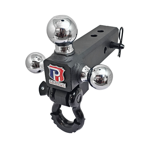 Patriot Hitches 4-Way 3-Ball Mount for 2-1/2" Hitches - The Captain - 30K - Black Gloss Accent (Texture Chrome)