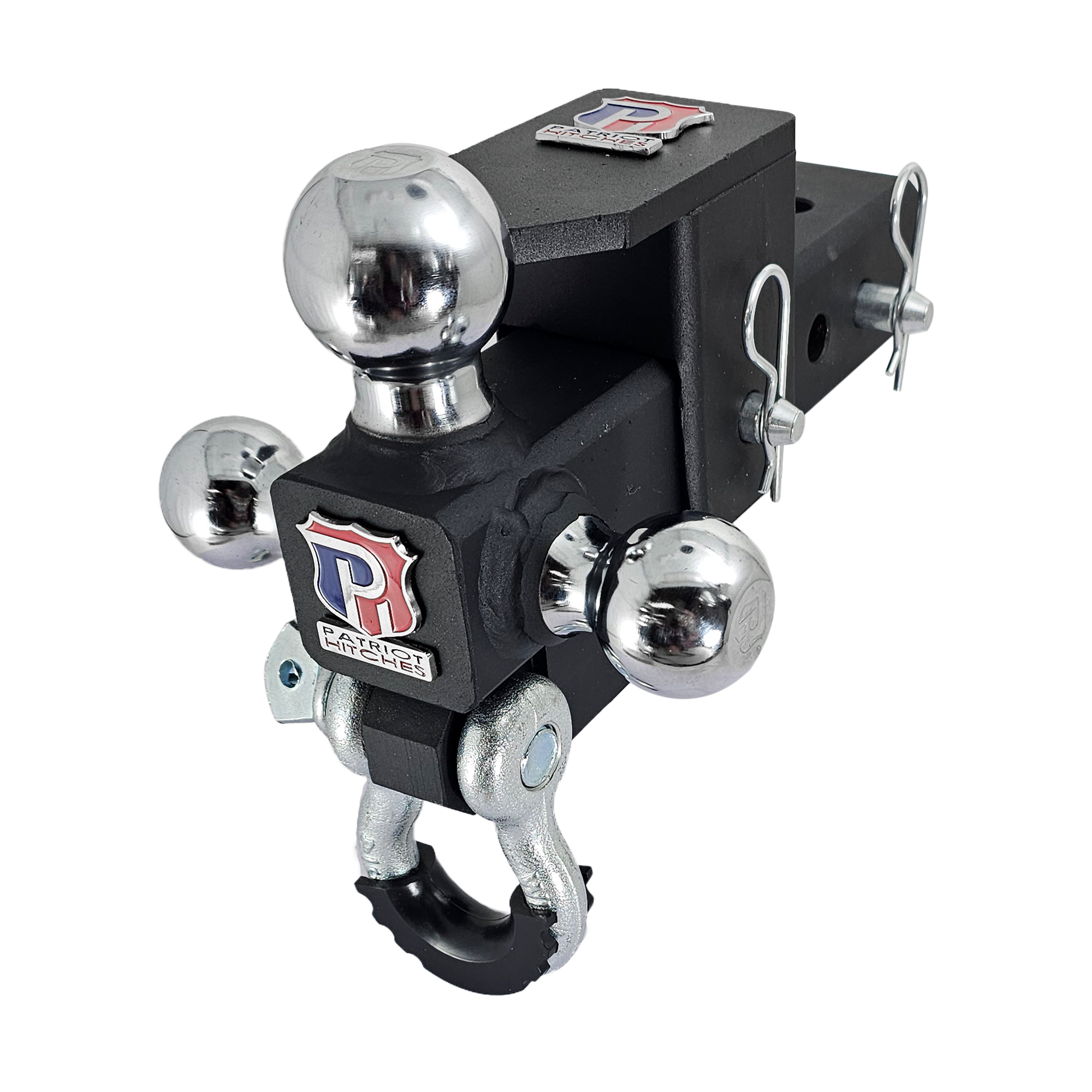 The Captain 5 in 1 - 5-Way 3-Ball Mount for 2-1/2" Hitches - 30K – Silver Accent (Texture Chrome)