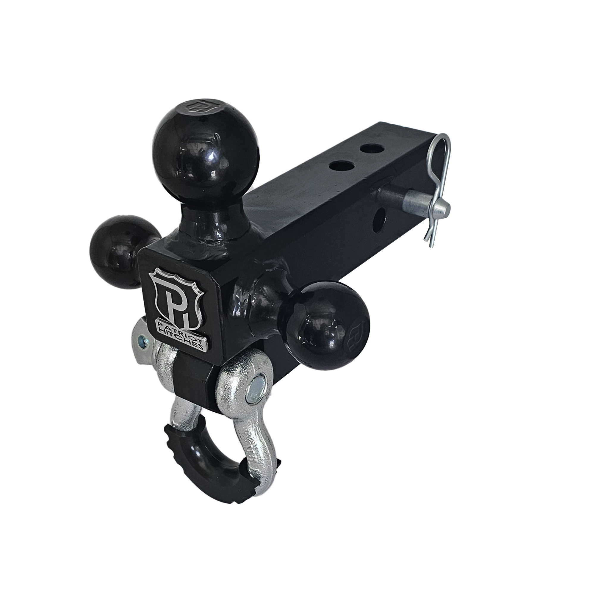 The Captain 4 in 1 - 4-Way 3-Ball Mount for 2-1/2" Hitches - 30K - Silver Accent (Black Gloss)