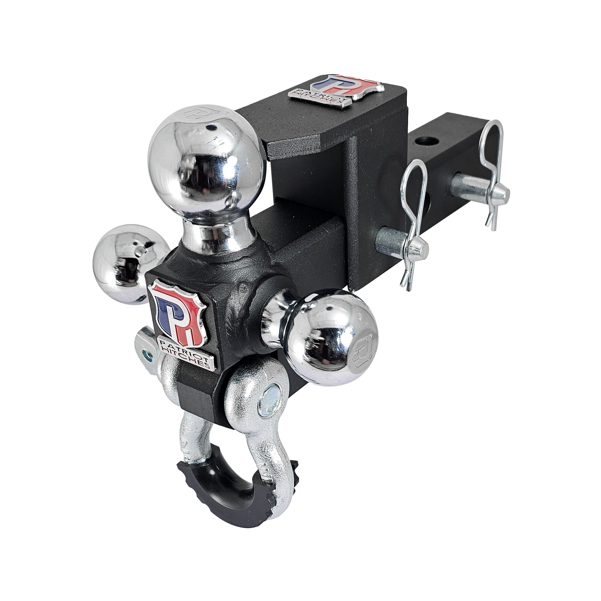 The Captain 5 in 1 - 5-Way 3-Ball Mount for 2" Hitches - 30K – Silver Accent (Texture Chrome)