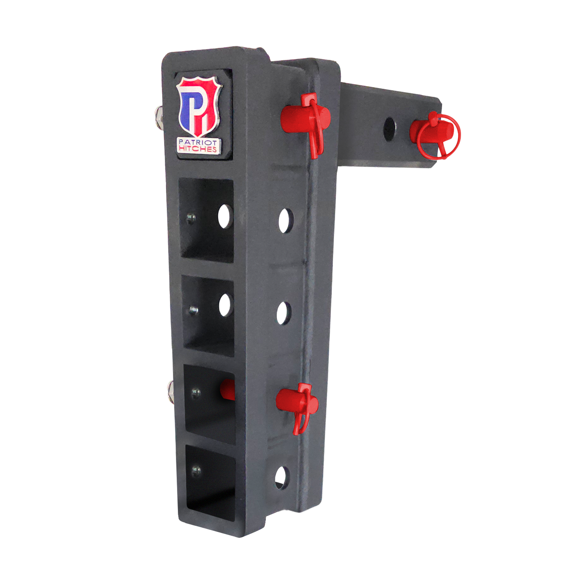 The Major - Patriot Hitches Adjustable Drop/Rise Hitch Stacked Receivers for 2" Hitches - 10" Drop/Rise – 30K - Red Accent