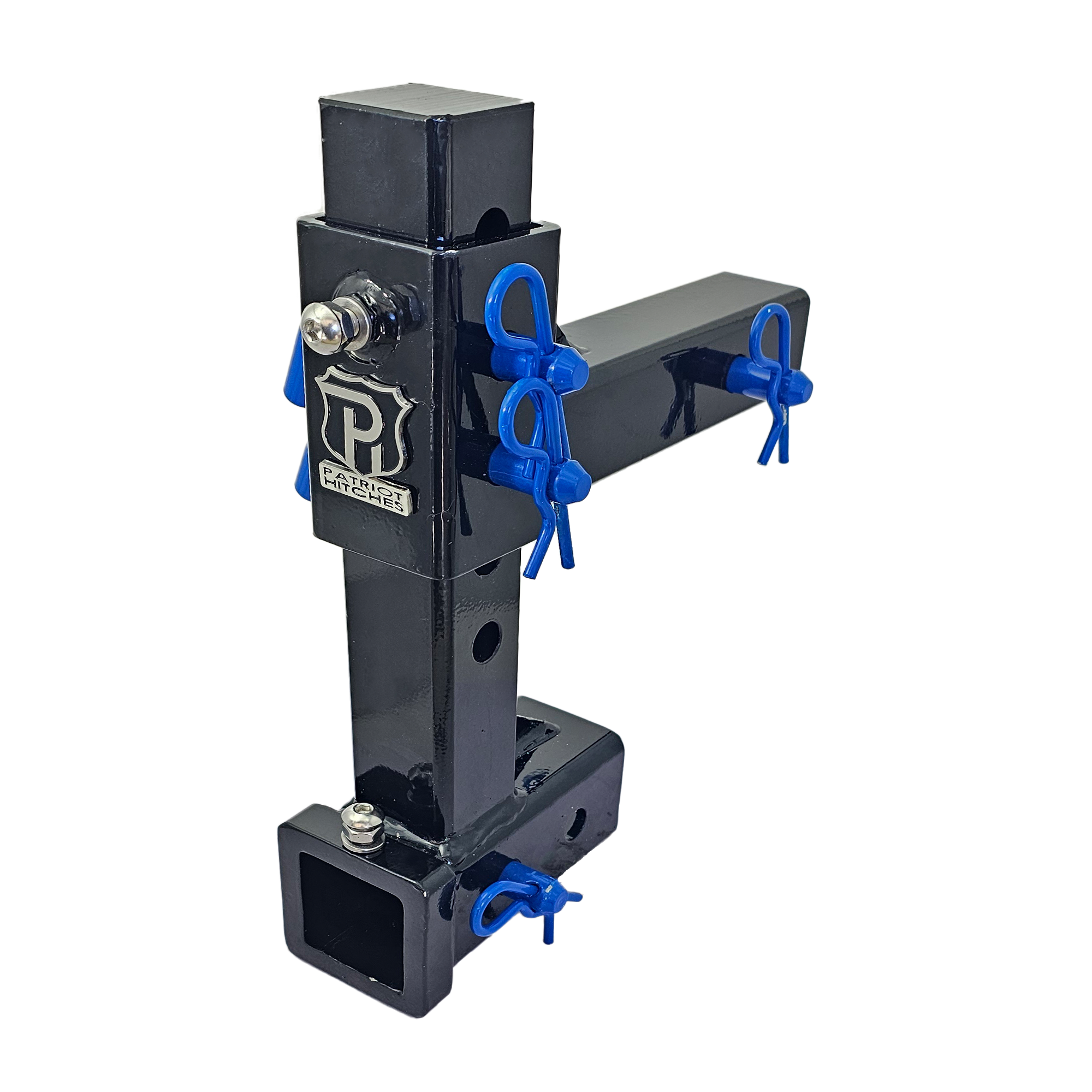 The General Heavy Duty - 2" Adjustable Drop Hitch Adapter - 11" Rise/Drop - 10K - Blue Accent (Black Gloss)