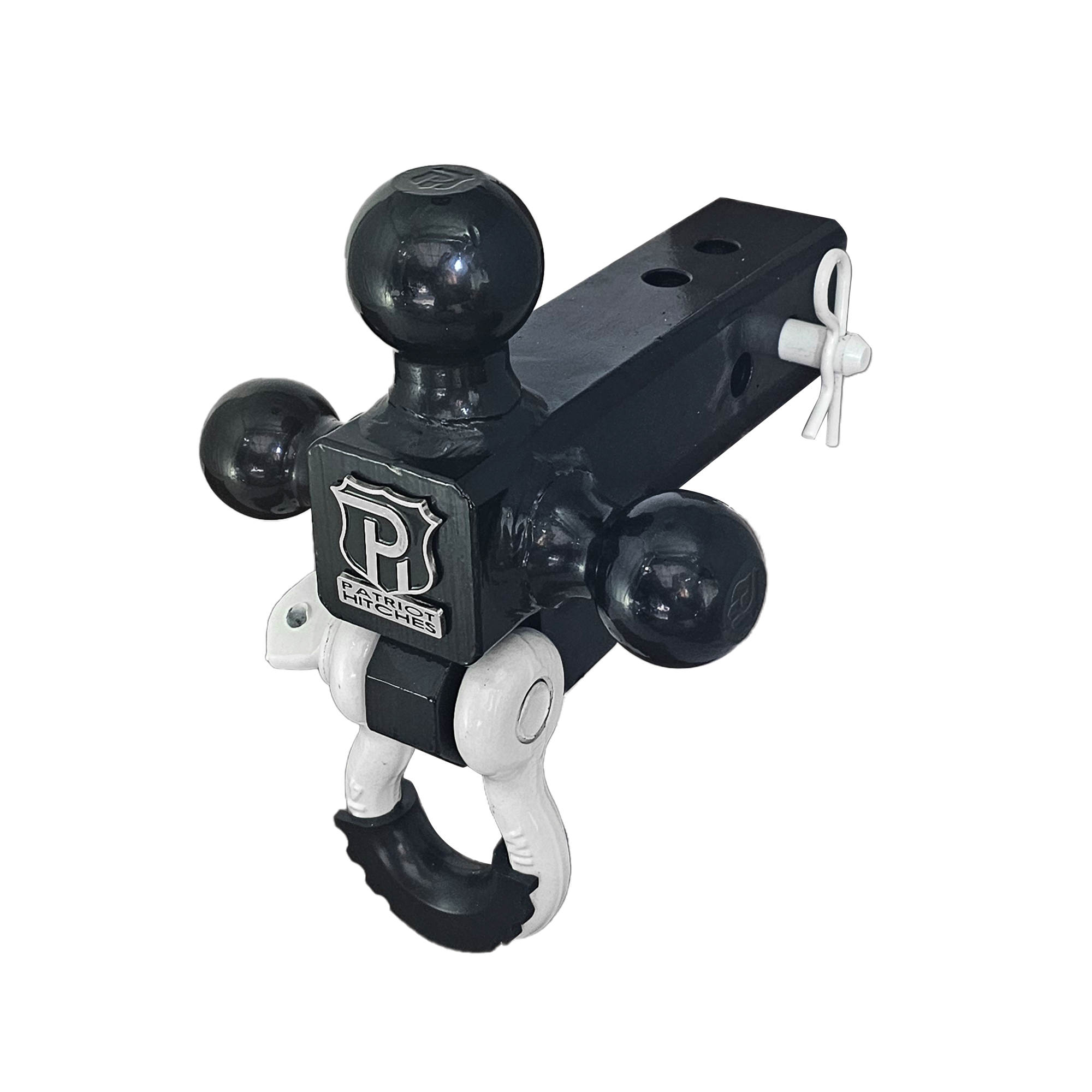 The Captain 4 in 1 - 4-Way 3-Ball Mount for 2-1/2" Hitches - 30K - White Accent (Black Gloss)