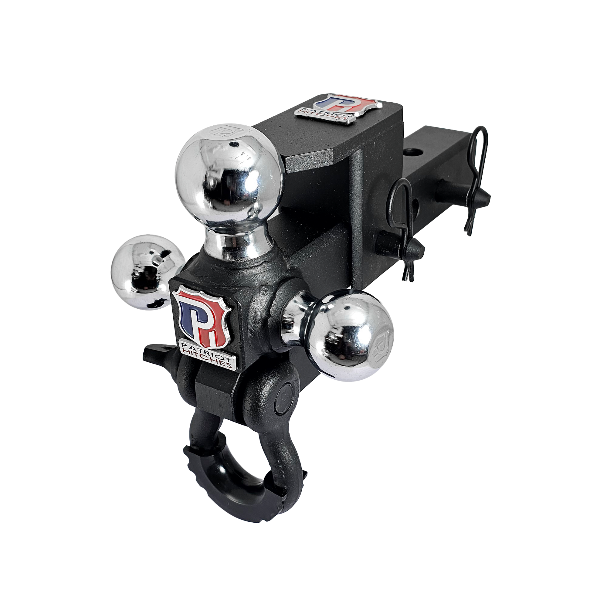 The Captain 5 in 1 - 5-Way 3-Ball Mount for 2" Hitches - 30K – Black Texture Accent (Texture Chrome)