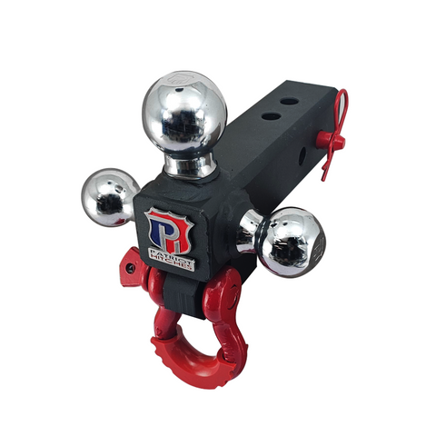 Patriot Hitches 4-Way 3-Ball Mount for 2-1/2" Hitches - The Captain - 30K - Red Accent (Texture Chrome)